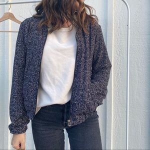 Paraphrase Black & White Speckled Bomber Jacket